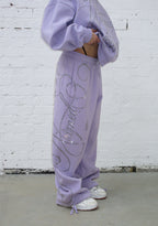 DREAMER RHINESTONE TEDDY OVERSIZED SWEATPANTS LILAC