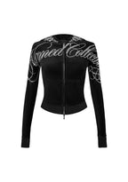 ENEMY RHINESTONE VELOUR ZIP HOODIE BLACK