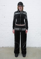 ENEMY RHINESTONE VELOUR ZIP HOODIE BLACK