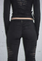 ENVY SNAKESKIN SLASHED SCULPT STRETCH PANTS CHARCOAL