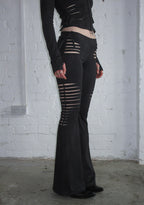 ENVY SNAKESKIN SLASHED SCULPT STRETCH PANTS CHARCOAL