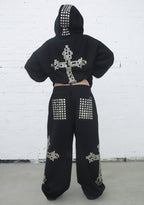 FAITHFUL STUDDED OVERSIZED SWEATPANTS BLACK