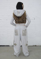 FAITHFUL STUDDED OVERSIZED SWEATPANTS GREY MARL