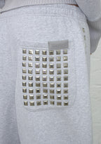 FAITHFUL STUDDED OVERSIZED SWEATPANTS GREY MARL
