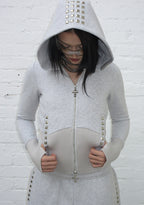 FAITHFUL FAUX FUR VEST AND FITTED ZIP HOODIE TWO PIECE SET GREY MARL