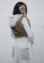 FAITHFUL FAUX FUR VEST AND FITTED ZIP HOODIE TWO PIECE SET GREY MARL