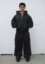 FAITHFUL LEATHER EFFECT ZIP HOODIE BLACK