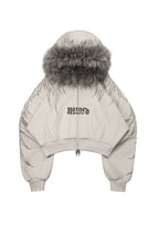 FALLEN FAUX FUR STUDDED CROP ZIP HOODIE BONE (DETACHABLE FUR)