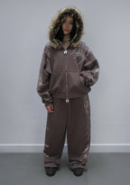 FALLEN RHINESTONE OVERSIZED SWEATPANTS BROWN