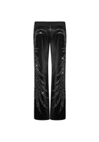 FALLEN RHINESTONE VELOUR SWEATPANTS BLACK