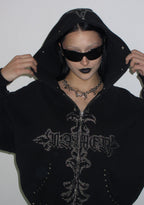 FERAL FAUX FUR STUDDED ZIP HOODIE BLACK (DETACHABLE FUR)