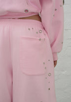 GLITCH EYELET OVERSIZED SWEATPANTS BABY PINK