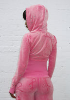GLITCH EYELET VELOUR SWEATPANTS WASHED HOT PINK