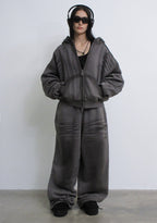 GRIME ZIP HOODIE WASHED SLATE
