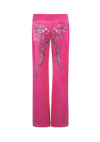 IDOL RHINESTONE VELOUR SWEATPANTS HOT PINK