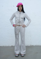 KNIGHT STUDDED FITTED PANTS GREY MARL