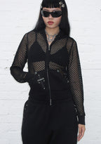 MIDNIGHT MESH KNIT HOODIE BLACK