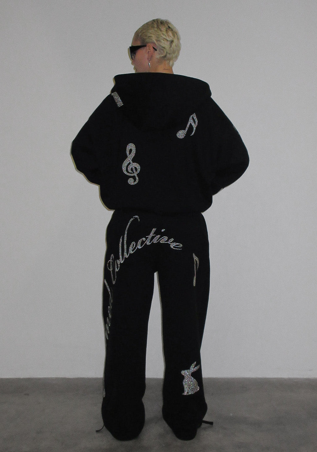 MUSE STUDDED ZIP HOODIE BLACK