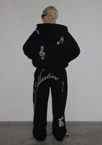 MUSE STUDDED ZIP HOODIE BLACK