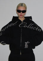 MUSE STUDDED ZIP HOODIE BLACK