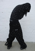 NOVA STUDDED POLKA DOT ZIP HOODIE BLACK
