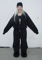 NOVA STUDDED POLKA DOT ZIP HOODIE BLACK