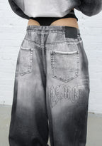 OFF GRID DENIM EFFECT OVERSIZED SWEATPANTS WASHED BLACK