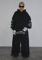 OLD ENGLISH PULLOVER HOODIE WASHED CHARCOAL