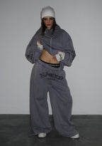 OLD ENGLISH PULLOVER HOODIE WASHED VINTAGE GREY
