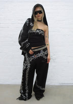 OMEN RHINESTONE ZIP HOODIE BLACK