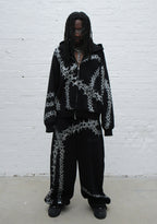 OMEN RHINESTONE ZIP HOODIE BLACK
