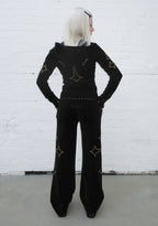 REBEL STUDDED VELOUR SWEATPANTS BLACK