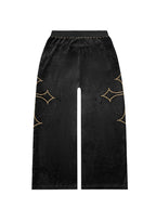 REBEL STUDDED VELOUR SWEATPANTS BLACK