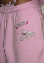 STITCH TEDDY OVERSIZED SWEATPANTS BABY PINK
