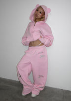 STITCH TEDDY OVERSIZED SWEATPANTS BABY PINK