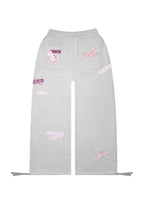 STITCH TEDDY OVERSIZED SWEATPANTS WHITE MARL