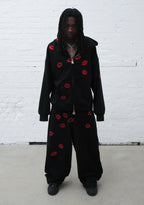 TEASE RHINESTONE KISS OVERSIZED SWEATPANTS BLACK