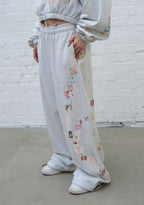 TRINKET MOTIF OVERSIZED SWEATPANTS GREY MARL