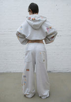 TRINKET MOTIF OVERSIZED SWEATPANTS GREY MARL