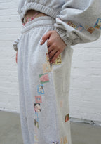 TRINKET MOTIF OVERSIZED SWEATPANTS GREY MARL
