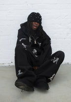 UNREALISTIC IDEALS RHINESTONE OVERSIZED SWEATPANTS BLACK