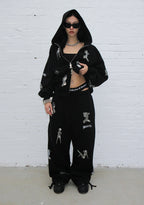 UNREALISTIC IDEALS RHINESTONE ZIP HOODIE BLACK